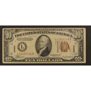 $10 1934-A brown seal Emergency Notes Issued During WW2 2303 (2)