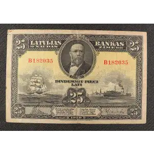 25 Latu 1928, 1928-1929 Issue a. Issued note Latvia 18 (2)