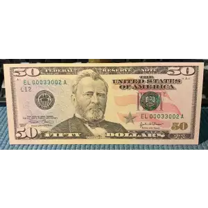 $50 2004 blue-Green seal. Small Size $50 Federal Reserve Notes 2128-L (3)