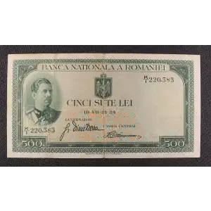 500 Lei 31.7.1934, 1934 Issue a. Issued note Romania 36 (2)