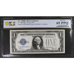 $1 1928-B blue seal. Small Silver Certificates 1602