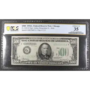 $500 1934-A.  High Denomination Notes 2202-G