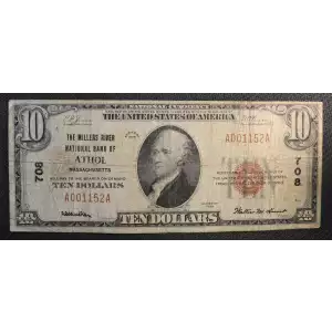 $10 1929 small brown seal. Small National Bank Notes 1801-1