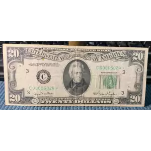 $20 1950 blue-Green seal. Small Size $20 Federal Reserve Notes 2059-C* (2)
