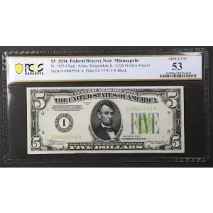 $5 1934 light Green seal. Small Size $5 Federal Reserve Notes 1955-I (2)