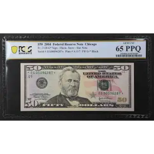 $50 2004 blue-Green seal. Small Size $50 Federal Reserve Notes 2128-G* (2)