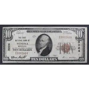 $10 1929 small brown seal. Small National Bank Notes 1801-1 (3)