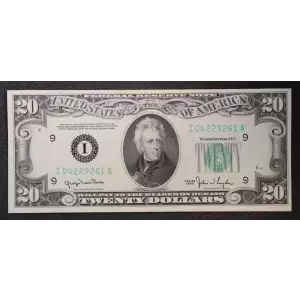 $20 1950 blue-Green seal. Small Size $20 Federal Reserve Notes 2059-H