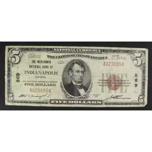 $5 1929 Small brown seal Small National Bank Notes 1800-1 (2)