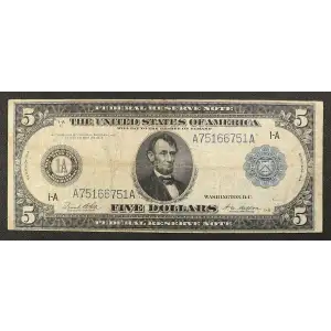 $5 1914 Blue Seal Federal Reserve Notes 847A (3)