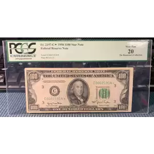 $100 1950  Small Size $100 Federal Reserve Notes 2157-C* (2)