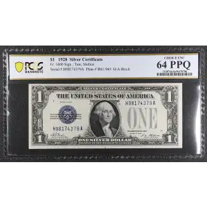 $1 1928 Blue seal Small Silver Certificates 1600