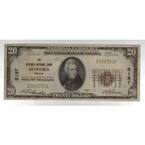$20 1929 small brown seal. Small National Bank Notes 1802-1