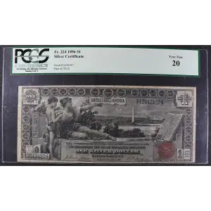 $1 1896 Small Red with rays Silver Certificates 224
