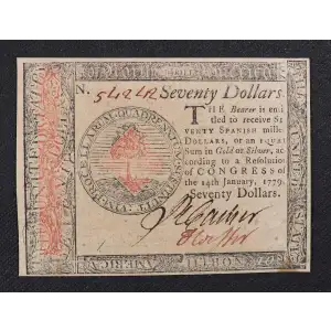 $70 January 14, 1779  CONTINENTAL CURRENCY CC-101 (3)