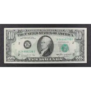 $10 1985 Treasury seal. Small Size $10 Federal Reserve Notes 2027-B (2)