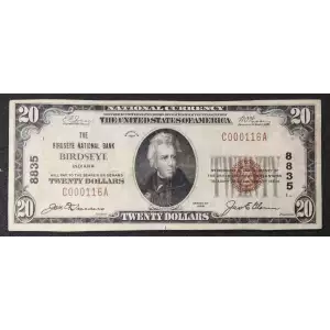 $20 1929 small brown seal. Small National Bank Notes 1802-1 (2)