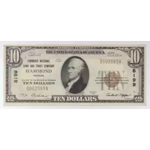 $10 1929 small brown seal. Small National Bank Notes 1801-1