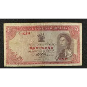 1 Pound 15.6.1966-14.10.1968, 1966 Issue b. 18.8.1967 Rhodesia 28 (2)