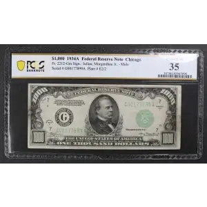 $1,000 1934-A.  High Denomination Notes 2212-Gm (2)