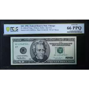 $20 1996 blue-Green seal. Small Size $20 Federal Reserve Notes 2084-G*