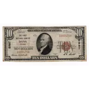 $10 1929 small brown seal. Small National Bank Notes 1801-1 (3)