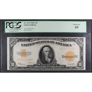 $10 1922 Gold Gold Certificates 1173