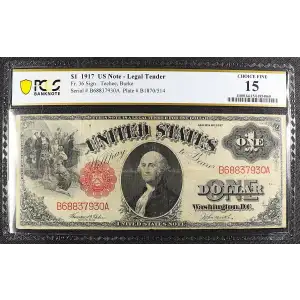 $1 1917 Small Red, scalloped Legal Tender Issues 36