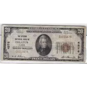 $20 1929 small brown seal. Small National Bank Notes 1802-1 (2)