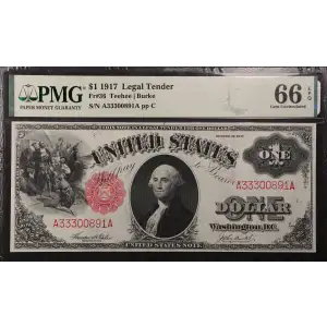 $1 1917 Small Red, scalloped Legal Tender Issues 36