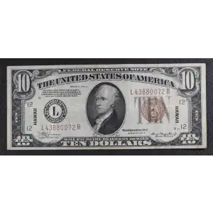 $10 1934-A brown seal Emergency Notes Issued During WW2 2303 (3)