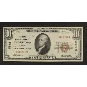 $10 1929 small brown seal. Small National Bank Notes 1801-1