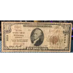 $10 1929 small brown seal. Small National Bank Notes 1801-1