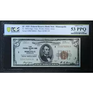 $5 1929 brown seal Small Federal Reserve Bank Notes 1850-I