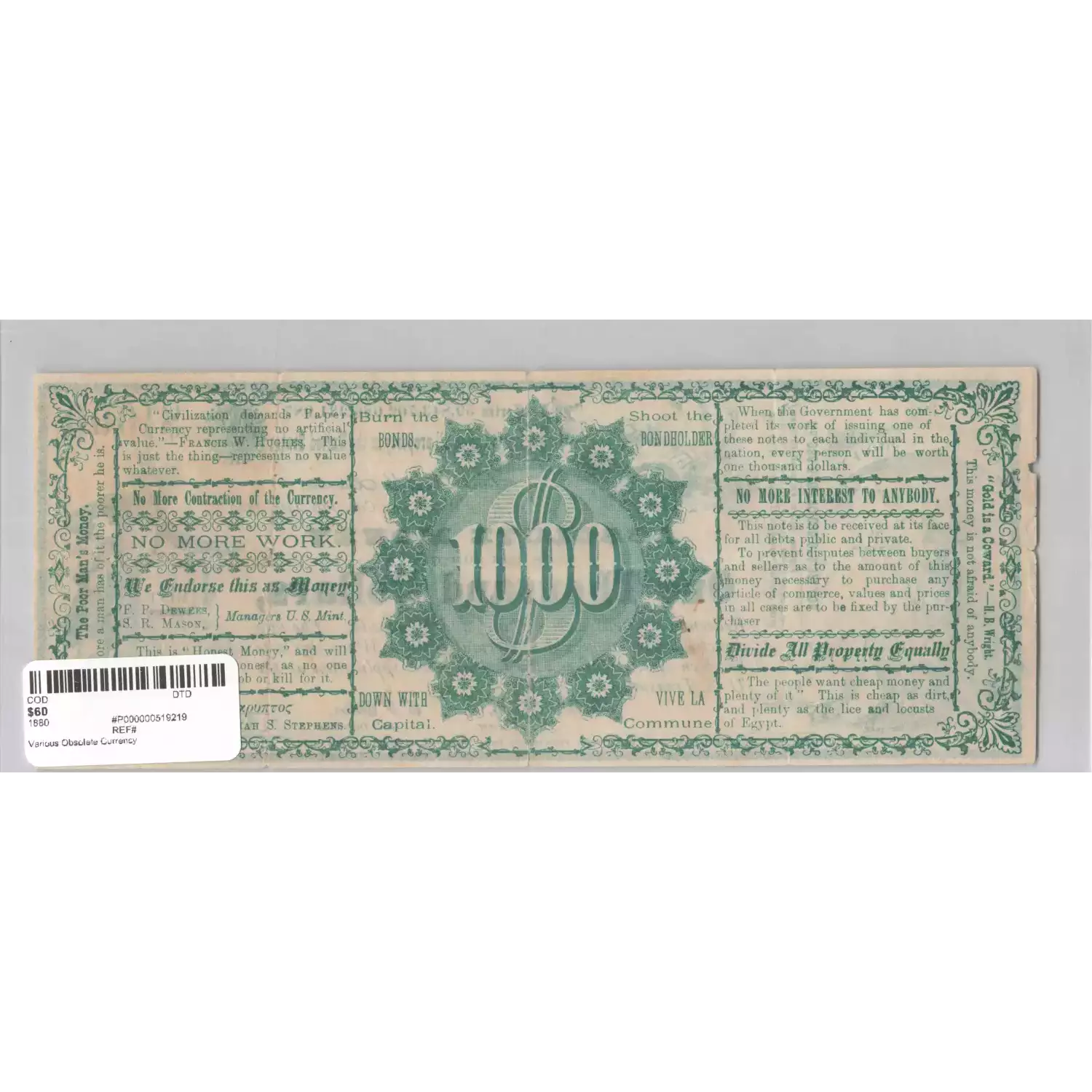 1880 $1000 